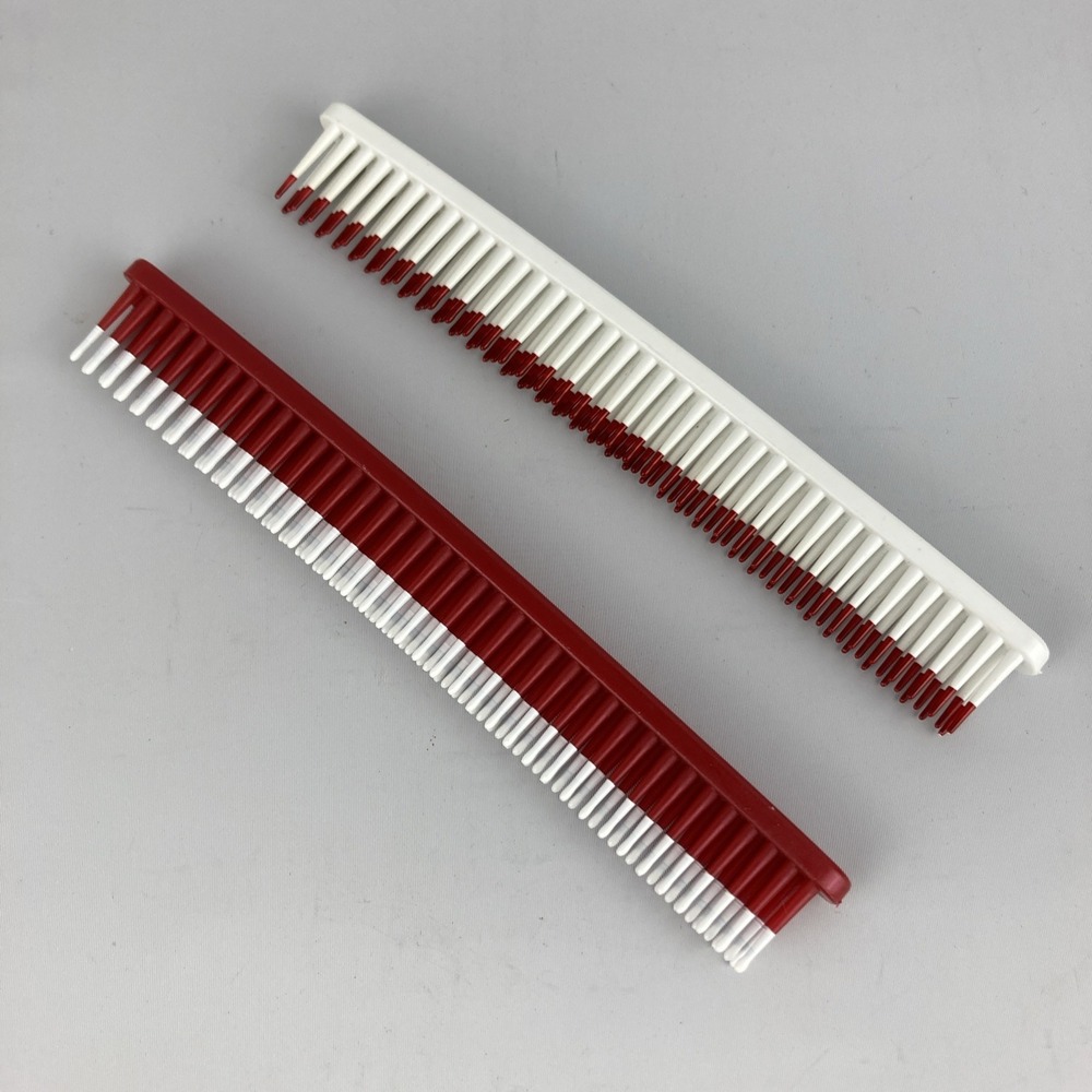 2 Vtg 3 Row Detangling Combs Hair 80s 90s Red White SINGLE Dipped